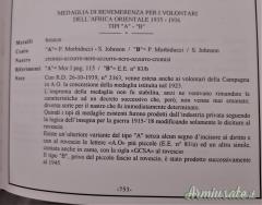 Medaglia d’epoca fascista per “I VOLONTARI DELL’AFRICA ORIENTALE 1935-1936” di tipo “A”