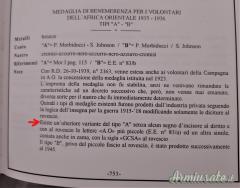 Medaglia d’epoca fascista per “I VOLONTARI DELL’AFRICA ORIENTALE 1935-1936” di tipo “A”