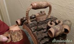 Botte piccola con 6 bicchieri in legno