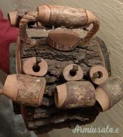 Botte piccola con 6 bicchieri in legno