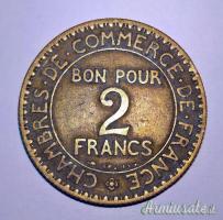 Moneta 2 FRANCHI d'epoca - conio 1925 - BB (FRANCIA - TERZA REPUBBLICA)