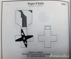 CROCE FASCISTA GIL - CD. “NERA” - DI TIPO “A” PER “GIOVANI FASCISTI” - MOD. 1937 (REGNO D’ITALIA)