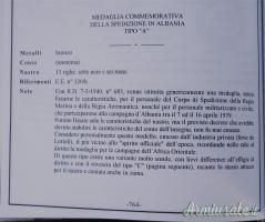 MEDAGLIA FASCISTA PER LA “SPEDIZIONE IN ALBANIA” DI TIPO “A” MOD. 1940 (REGNO D'ITALIA)