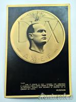 Cartolina fascista con medaglia DVX e frase discorso MUSSOLINI - 1933 (ITALIA WW2)