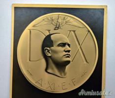 Cartolina fascista con medaglia DVX e frase discorso MUSSOLINI - 1933 (ITALIA WW2)