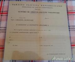 Modello in bianco per l'arruolamento nella Repubblica Sociale Italiana documento originale del 1944