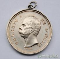 Grossa medaglia in Argento al MERITO SCOLASTICO Re UMBERTO I - marcata (REGNO D'ITALIA)