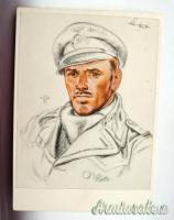 Cartolina tedesca nazista con bozzetto a colori Comandante U-BOOT H. Schultze 1939 (GERMANIA WW2)