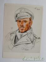 Cartolina tedesca nazista con bozzetto a colori Comandante U-BOOT H. Schultze 1939 (GERMANIA WW2)