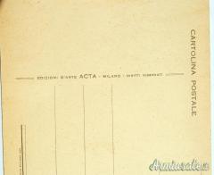 Cartolina fascista di propaganda con DUCE Mussolini e motto 