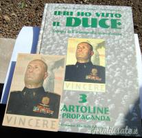 Cartolina fascista di propaganda con DUCE Mussolini e motto 