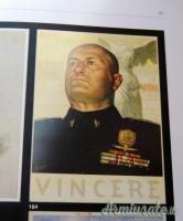 Cartolina fascista di propaganda con DUCE Mussolini e motto 