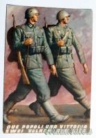 Cartolina fascista di propaganda fratellanza di guerra “italo-tedesca” (REGNO D'ITALIA)