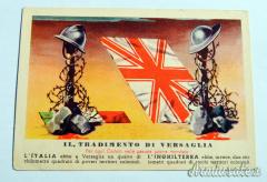 Cartolina fascista di propaganda per seconda guerra in chiave 
