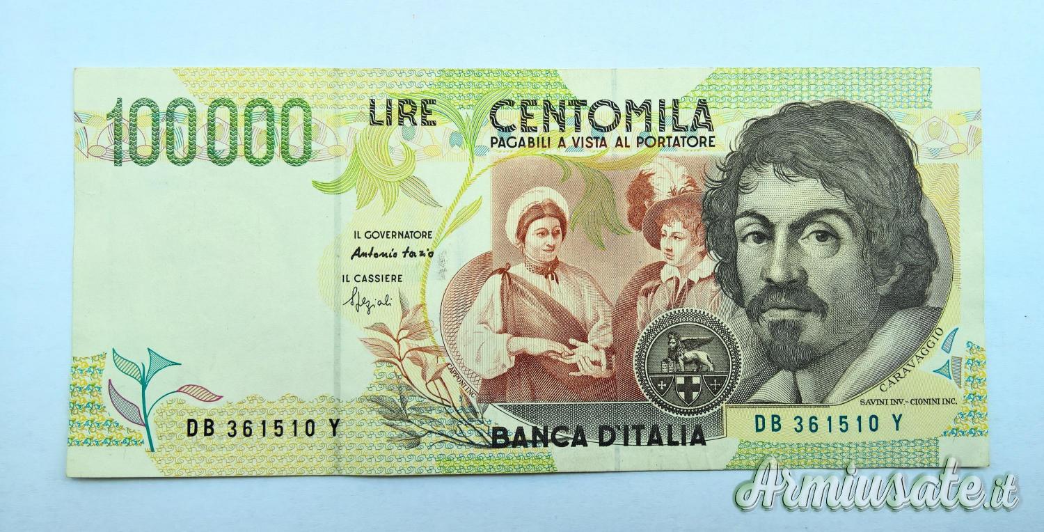 Banconota 100.000 LIRE effige Caravaggio – 2’ tipo - Fazio-Speziali - FDS (REPUBBLICA ITALIANA) Banconota 100.000 LIRE effige Caravaggio – 2’ tipo - Fazio-Speziali - FDS (REPUBBLICA ITALIANA)