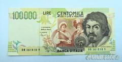 Banconota 100.000 LIRE effige Caravaggio – 2’ tipo - Fazio-Speziali - FDS (REPUBBLICA ITALIANA)