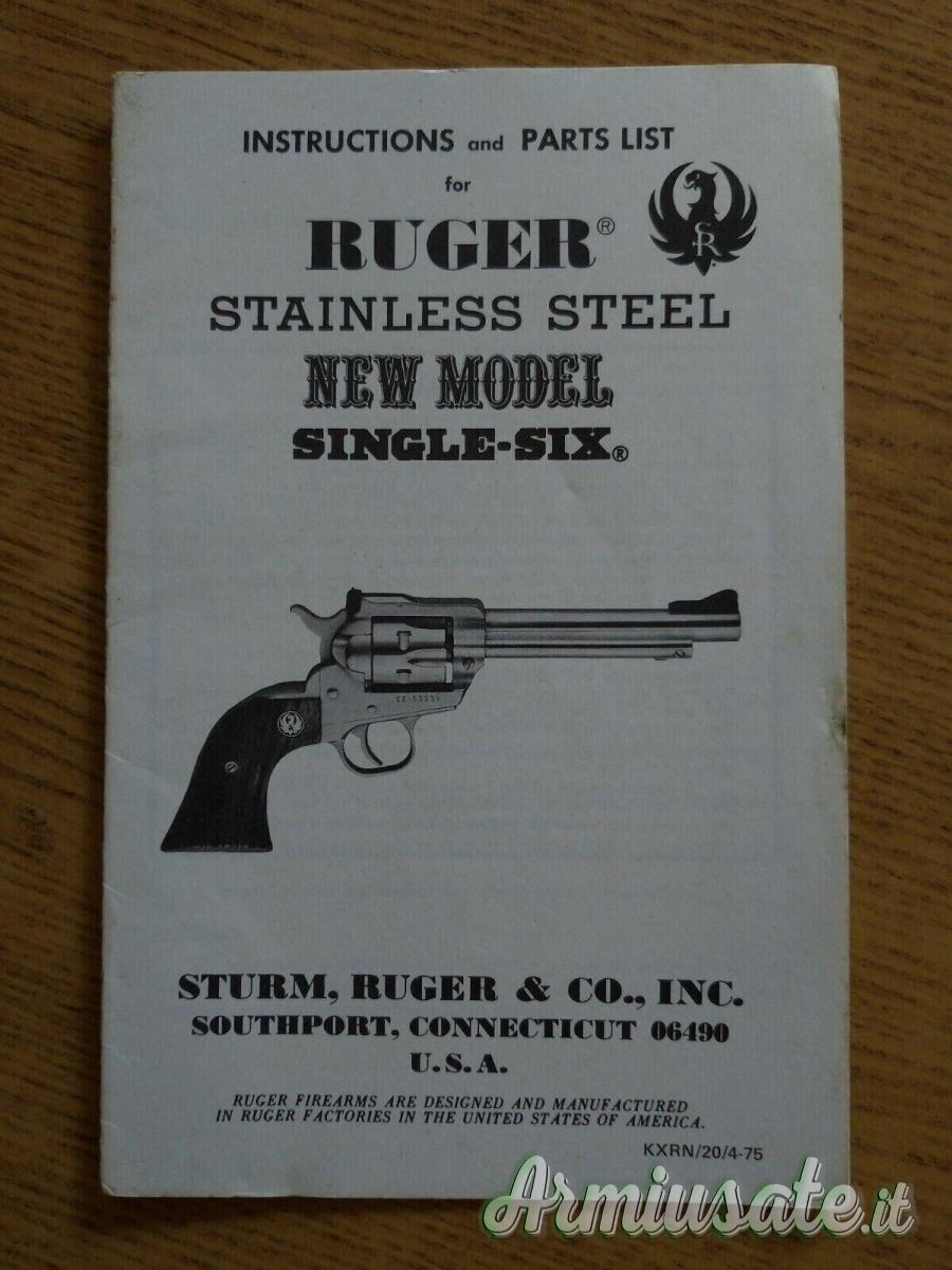 Ruger Single Six Stainless 1975 Blackhawk Revolver Gun Parts List Instruction USA New Model Steel Ruger Single Six Stainless 1975 Blackhawk Revolver Gun Parts List Instruction USA New Model Steel