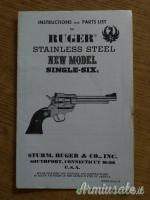 Ruger Single Six Stainless 1975 Blackhawk Revolver Gun Parts List Instruction USA New Model Steel