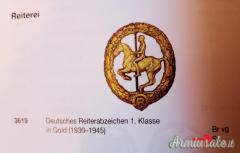 Distintivo d'epoca nazista “DEUTSCHES REITERABZEICHEN” di 1^ classe in grado “ORO