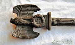 Tagliacarte d'epoca fascista con aquila nazista e fascio littorio per amicizia ITALIA-GERMANIA