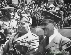 Tagliacarte d'epoca fascista con aquila nazista e fascio littorio per amicizia ITALIA-GERMANIA