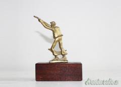 TROFEO SPORTIVO CACCIA VINTAGE IN PELTRO GUIDIZZOLO (MANTOVA). MISURA 15 cm. ca