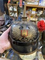 PICKELHAUBE TEDESCO ORIGINALE ANTE PRIMA GUERRA MONDIALE CON CUSTODIA (VEDI LA DESCRIZIONE)