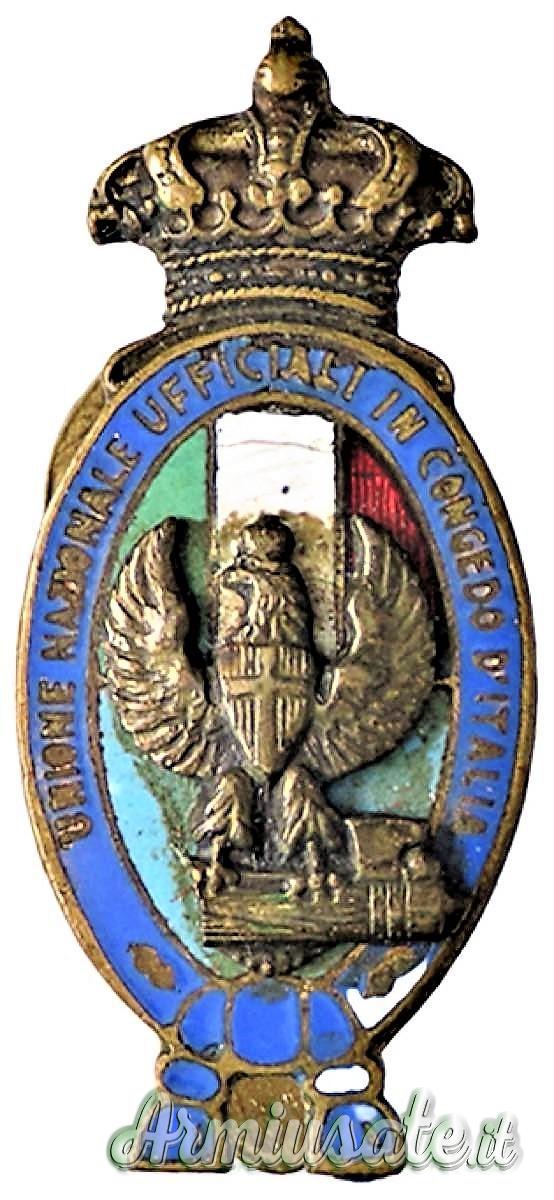 Distintivo fascista “UNIONE NAZIONALE UFFICIALI IN CONGEDO D’ITALIA” mod. 1927 - marcato Distintivo fascista “UNIONE NAZIONALE UFFICIALI IN CONGEDO D’ITALIA” mod. 1927 - marcato