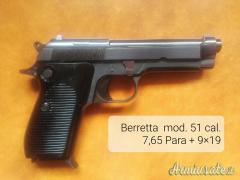 Beretta mod.51, cal.9x19 + 7,65 Para