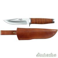 Coltello con manico in cuoio, fodero