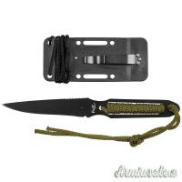 Coltello nero, manico avvolto, con fodero