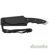 Coltello, lama curva, manico in plastica, fodero