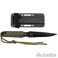 Coltello nero, manico avvolto, con fodero