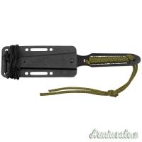 Coltello nero, manico avvolto, con fodero