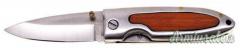 Coltello pieghevole, color argento, intarsio in legno