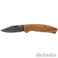 Coltello pieghevole, manico in legno