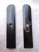 Accessorio epoca fascista coppia di guancette in bachelite di colore nero per pugnale Becco d'aquila