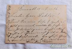 Cartolina soldato prussiano impiegato sul fronte mentre scrive alla propria famiglia (GERMANIA WW1)