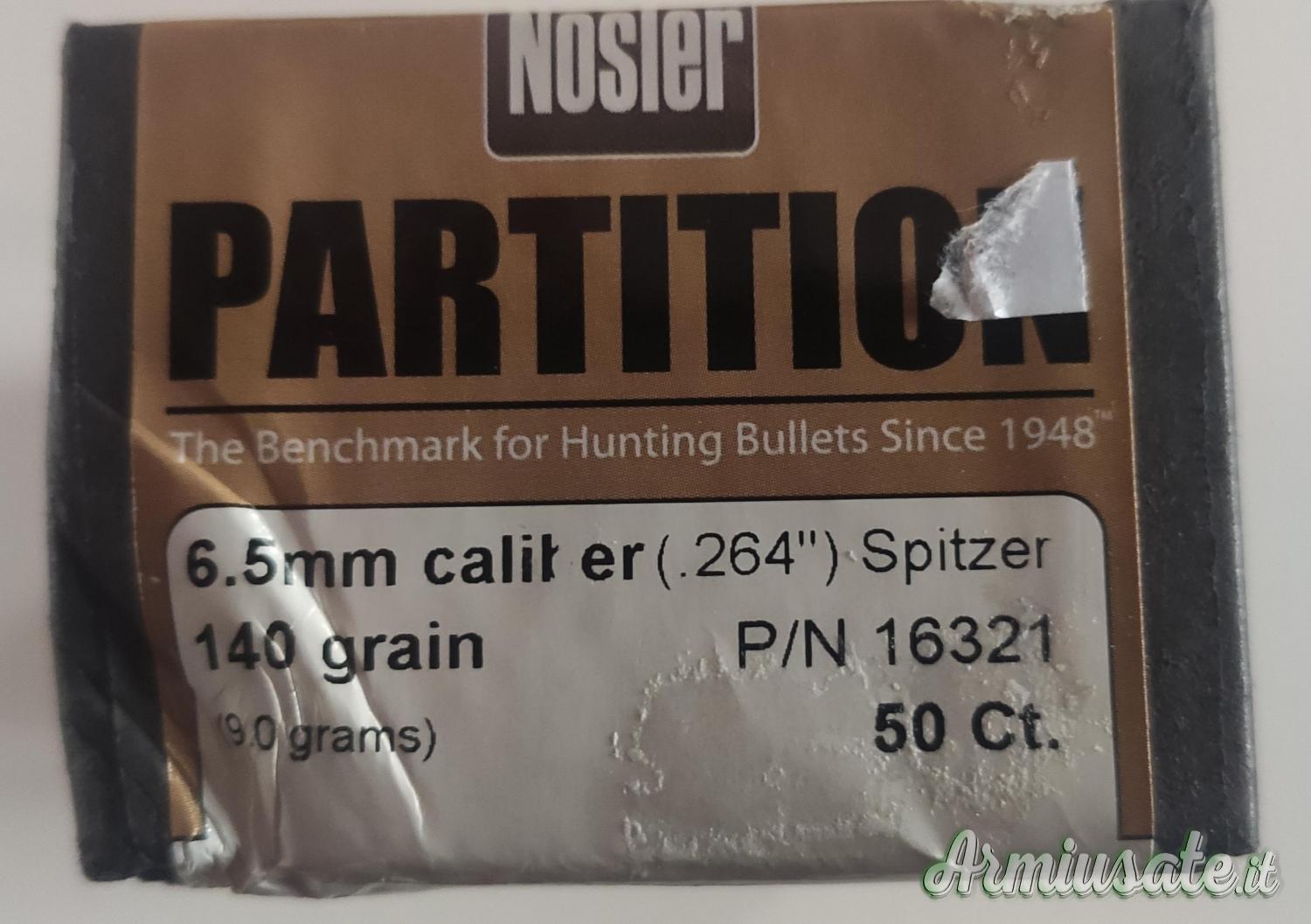 Nosler palle Partition  cal.6,5 140 grs cod. 16321 Nosler palle Partition  cal.6,5 140 grs cod. 16321