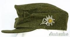 Fregio d'epoca nazista “EDELWEISS” (fiore alpino) per berretti Truppe Jager del HEER Wehrmacht
