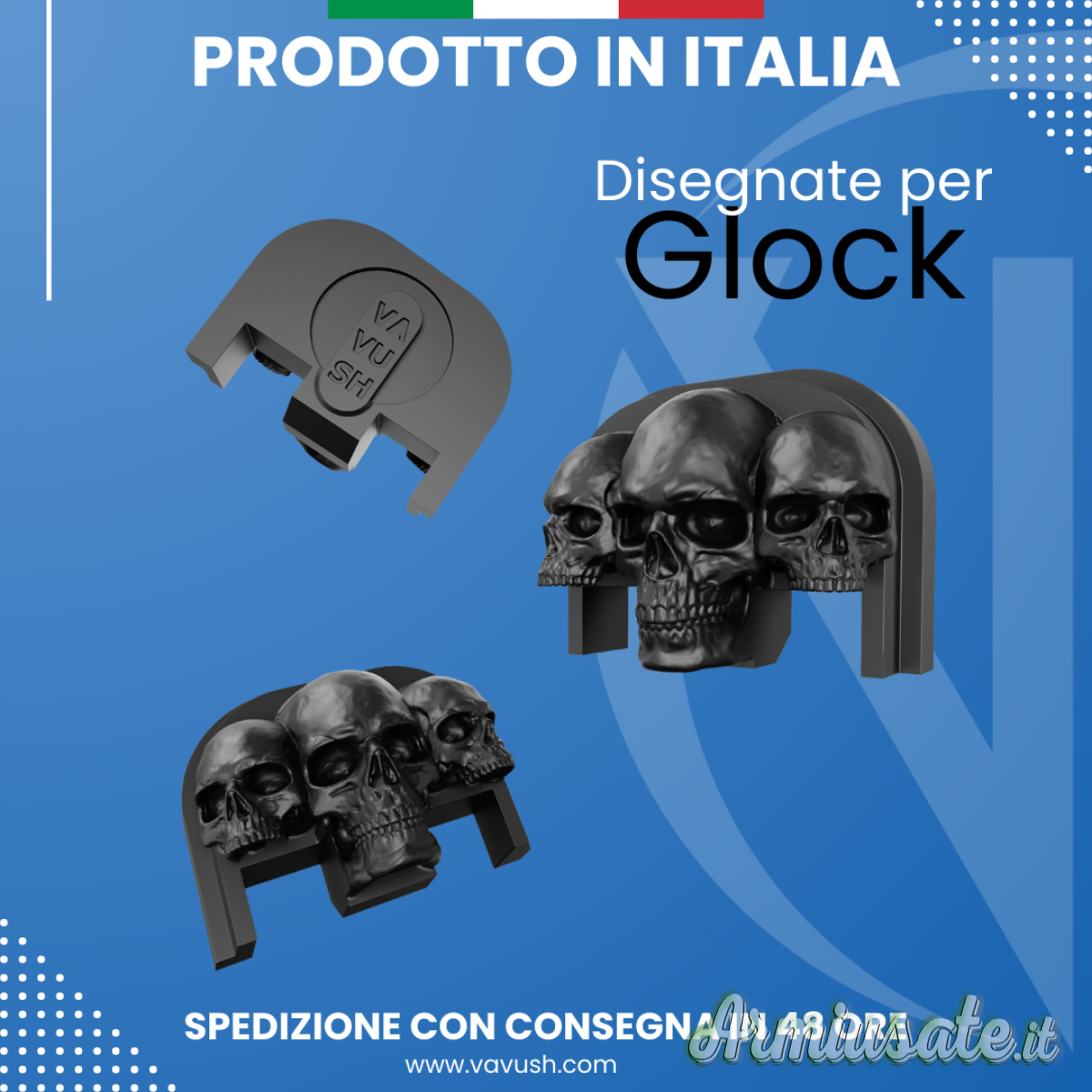 Piastra Decorativa Glock Back Slide Cap | Tre Teschi Piastra Decorativa Glock Back Slide Cap | Tre Teschi