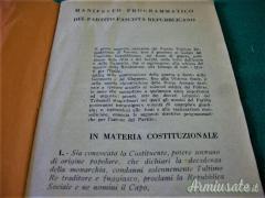 Opuscolo d'epoca “MANIFESTO PROGRAMMATICO DEL PARTITO FASCISTA REPUBBLICANO” Opuscolo d'epoca “MANIFESTO PROGRAMMATICO DEL PARTITO FASCISTA REPUBBLICANO”