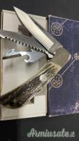Coltello pieghevole a tre lame Beretta Vintage Italia Stag Shotgun Shell Extractor A+