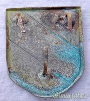 Coppia di fregi tedeschi d’epoca nazista di 1’ tipo per casco tropicale tipo “TROPENHELM“ dei DAK