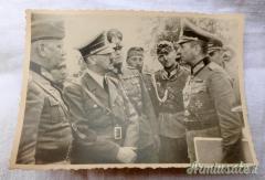 Fotografia d'epoca nazista con Adolf Hitler e generali sul fronte in Polonia - settembre 1939 (WW2)