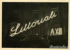 Raro drappo o pennone d’epoca fascista con dicitura “LITTORIALI” anno 1935 dei G.U.F. di Milano