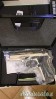 Pistola SCACCIACANI, A Salve, in Metallo Auto Beretta 92 8 MM NIKEL (BR-1300N) nuova mai usata