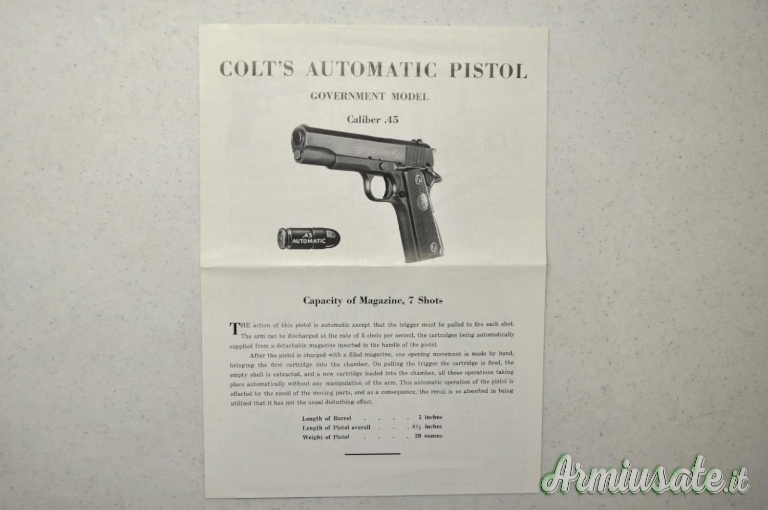CERCO brochure Colt's Automatic Pistol / Government Model / Caliber .45. Form A-1662 CERCO brochure Colt's Automatic Pistol / Government Model / Caliber .45. Form A-1662