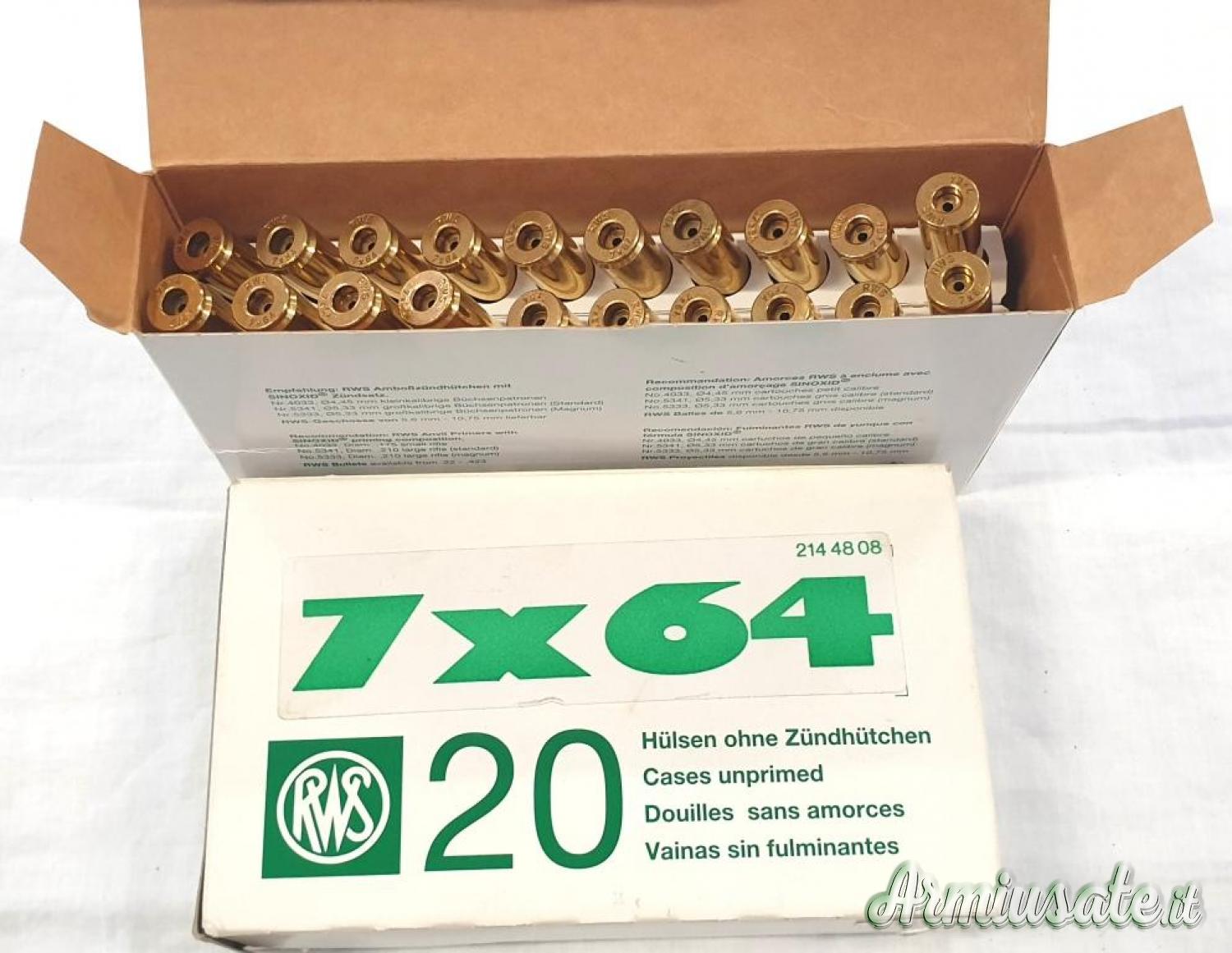 Bossoli 7x64 RWS nuovi 20 pz. Bossoli 7x64 RWS nuovi 20 pz.