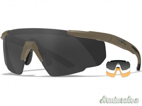 WILEY X SABER ADVANCED LENTI SMOKE/CLEAR/RUST - MONTATURA TAN